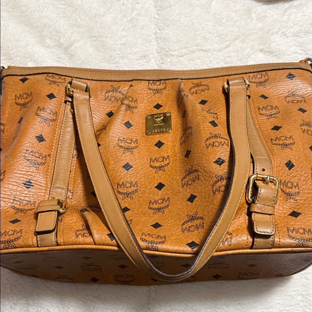 MCM Tan Visetos Leather Bag